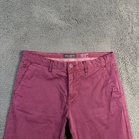Marc O'Polo Pants Mens 34x34 Red Modern Vernik Slim Straight Fit Stretch Chinos - Picture 2 of 16